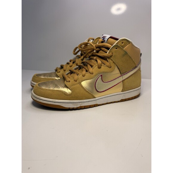 nike dunk high premium metallic gold
